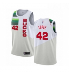 Youth Milwaukee Bucks 42 Robin Lopez White Swingman Jersey Earned Edition Youth Milwaukee Bucks 42 Robin Lopez White Swingman Jersey Earned Edition