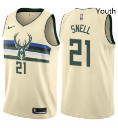 Youth Nike Milwaukee Bucks 21 Tony Snell Swingman Cream NBA Jersey City Edition Youth Nike Milwaukee Bucks 21 Tony Snell Swingman Cream NBA Jersey City Edition