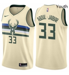 Youth Nike Milwaukee Bucks 33 Kareem Abdul Jabbar Swingman Cream NBA Jersey City Edition Youth Nike Milwaukee Bucks 33 Kareem Abdul Jabbar Swingman Cream NBA Jersey City Edition