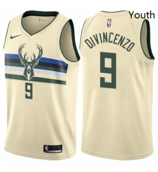 Youth Nike Milwaukee Bucks 9 Donte DiVincenzo Swingman Cream NBA Jersey City Edition Youth Nike Milwaukee Bucks 9 Donte DiVincenzo Swingman Cream NBA Jersey City Edition