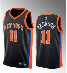 Men New Yok Knicks 11 Jalen Brunson Black Stitched Basketball Jersey Men New Yok Knicks 11 Jalen Brunson Black Stitched Basketball Jersey