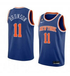 Men New Yok Knicks 11 Jalen Brunson Blue With NO 6 Patch Stitched Basketball Jersey Men New Yok Knicks 11 Jalen Brunson Blue With NO 6 Patch Stitched Basketball Jersey