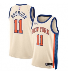 Men New Yok Knicks  11 Jalen Brunson Cream 2025 26 City Edition Stitched Basketball Jersey