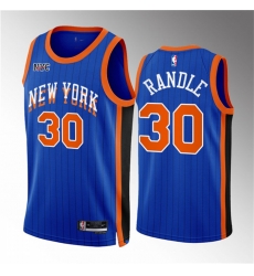 Men New Yok Knicks 30 Julius Randle Blue 2023 24 City Edition Stitched Basketball Jersey Men New Yok Knicks 30 Julius Randle Blue 2023 24 City Edition Stitched Basketball Jersey