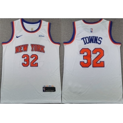 Men New Yok Knicks  32 Karl Anthony Towns White 2024 Association Edition Stitched Basketball Jersey