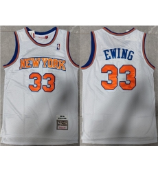 Men New Yok Knicks 33 Patrick Ewing White Throwback Stitched Jersey Men New Yok Knicks 33 Patrick Ewing White Throwback Stitched Jersey