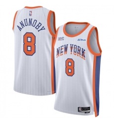 Men New Yok Knicks 8 OG Anunoby White 2024 25 City Edition Stitched Basketball Jersey Men New Yok Knicks 8 OG Anunoby White 2024 25 City Edition Stitched Basketball Jersey