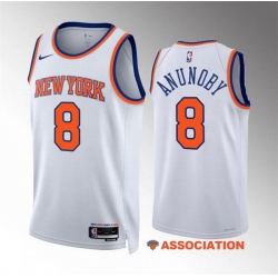 Men New Yok Knicks  8 OG Anunoby White Association Edition Stitched Basketball Jersey