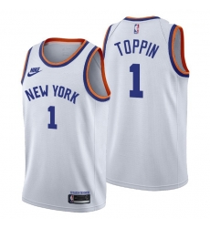 Men New York Knicks 1 Obi Toppin Men Nike Releases Classic Edition NBA 75th Anniversary Jersey White Men New York Knicks 1 Obi Toppin Men Nike Releases Classic Edition NBA 75th Anniversary Jersey White