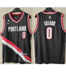 Men Portland Trail Portland Blazers 0 Damian Lillard Black With No 6 Patch Stitched Basketball Jersey Men Portland Trail Portland Blazers 0 Damian Lillard Black With No 6 Patch Stitched Basketball Jersey