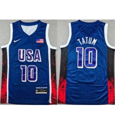 Men USA Basketball 10 Jayson Tatum Navy 2024 Olympics Stitched Jersey 757 Men USA Basketball 10 Jayson Tatum Navy 2024 Olympics Stitched Jersey 757
