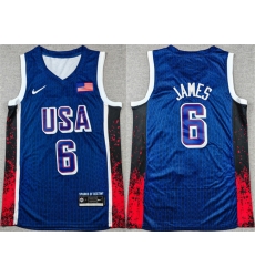Men USA Basketball 6 LeBron James Navy 2024 Olympics Stitched Jersey Men USA Basketball 6 LeBron James Navy 2024 Olympics Stitched Jersey
