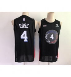 Men's New York Knicks #4 Derrick Rose Black City 2020-21 Stitched Basketball Jersey Men's New York Knicks #4 Derrick Rose Black City 2020-21 Stitched Basketball Jersey