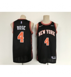 Men's New York Knicks #4 Derrick Rose Black Nike Stitched Basketball City Player Jersey Men's New York Knicks #4 Derrick Rose Black Nike Stitched Basketball City Player Jersey