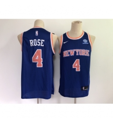 Men's New York Knicks #4 Derrick Rose Blue Stitched Basketball Jersey Men's New York Knicks #4 Derrick Rose Blue Stitched Basketball Jersey