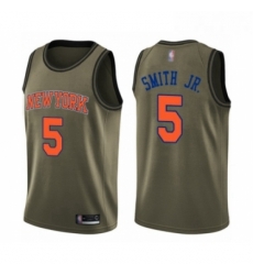 Mens New York Knicks 5 Dennis Smith Jr Swingman Green Salute to Service Basketball Jersey Mens New York Knicks 5 Dennis Smith Jr Swingman Green Salute to Service Basketball Jersey