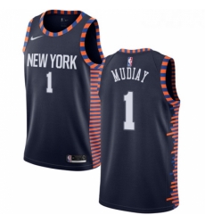Womens Nike New York Knicks 1 Emmanuel Mudiay Swingman Navy Blue NBA Jersey 2018 19 City Edition Womens Nike New York Knicks 1 Emmanuel Mudiay Swingman Navy Blue NBA Jersey 2018 19 City Edition