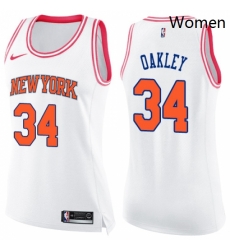 Womens Nike New York Knicks 34 Charles Oakley Swingman WhitePink Fashion NBA Jersey Womens Nike New York Knicks 34 Charles Oakley Swingman WhitePink Fashion NBA Jersey
