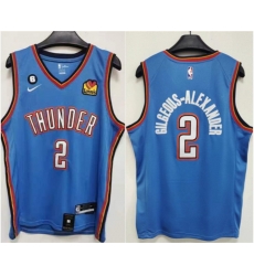 Men Oklahoma City Thunder 2 Shai Gilgeous Alexander Blue With NO 6 Patch Stitched Basketball Jersey Men Oklahoma City Thunder 2 Shai Gilgeous Alexander Blue With NO 6 Patch Stitched Basketball Jersey