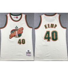 Men Oklahoma City Thunder 40 Shawn Kemp Mitchell Ness Cream SuperSonics Stitched Jersey Men Oklahoma City Thunder 40 Shawn Kemp Mitchell Ness Cream SuperSonics Stitched Jersey