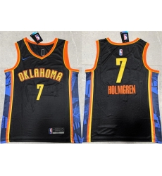 Men Oklahoma City Thunder 7 Chet Holmgren Black 2024 City Edition Stitched Basketball Jersey Men Oklahoma City Thunder 7 Chet Holmgren Black 2024 City Edition Stitched Basketball Jersey