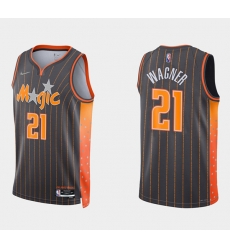 Men Orlando Magic 21 Moritz Wagner 2021 22 City Edition Black 75th Anniversary Stitched Swingman Jersey Men Orlando Magic 21 Moritz Wagner 2021 22 City Edition Black 75th Anniversary Stitched Swingman Jersey