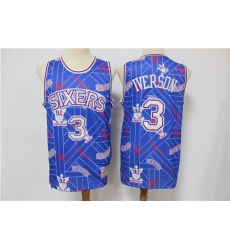 76ers 3 Allen Iverson Blue Tear Up Pack Hardwood Classics Swingman Jersey 76ers 3 Allen Iverson Blue Tear Up Pack Hardwood Classics Swingman Jersey