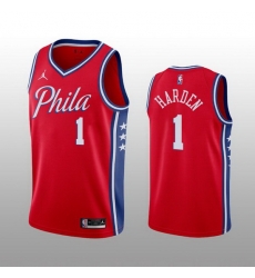 Men Philadelphia 76ers #1 James Harden statement edition Red Stitched jersey Men Philadelphia 76ers #1 James Harden statement edition Red Stitched jersey