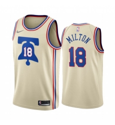 Men Philadelphia 76ers 18 Shake Milton Cream NBA Swingman 2020 21 Earned Edition Jersey Men Philadelphia 76ers 18 Shake Milton Cream NBA Swingman 2020 21 Earned Edition Jersey