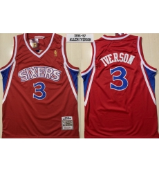 Men Philadelphia 76ers 3 Allen Iverson Red 1996 1997 Hardwood Classics Jersey Men Philadelphia 76ers 3 Allen Iverson Red 1996 1997 Hardwood Classics Jersey