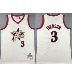 Men Philadelphia 76ers 3 Allen Iverson White Throwback Stitched Basketball Jersey 443 Men Philadelphia 76ers 3 Allen Iverson White Throwback Stitched Basketball Jersey 443
