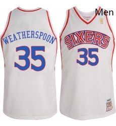 Mens Adidas Philadelphia 76ers 35 Clarence Weatherspoon Authentic White Throwack NBA Jersey Mens Adidas Philadelphia 76ers 35 Clarence Weatherspoon Authentic White Throwack NBA Jersey