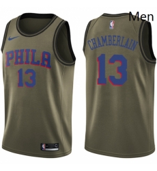 Mens Nike Philadelphia 76ers 13 Wilt Chamberlain Swingman Green Salute to Service NBA Jersey Mens Nike Philadelphia 76ers 13 Wilt Chamberlain Swingman Green Salute to Service NBA Jersey