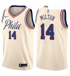 Mens Nike Philadelphia 76ers 14 Shake Milton Swingman Cream NBA Jersey City Edition Mens Nike Philadelphia 76ers 14 Shake Milton Swingman Cream NBA Jersey City Edition