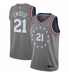 Mens Nike Philadelphia 76ers 21 Joel Embiid Swingman Gray NBA Jersey City Edition Mens Nike Philadelphia 76ers 21 Joel Embiid Swingman Gray NBA Jersey City Edition
