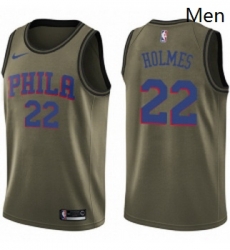 Mens Nike Philadelphia 76ers 22 Richaun Holmes Swingman Green Salute to Service NBA Jersey Mens Nike Philadelphia 76ers 22 Richaun Holmes Swingman Green Salute to Service NBA Jersey