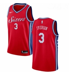 Mens Nike Philadelphia 76ers 3 Allen Iverson Authentic Red Alternate NBA Jersey Statement Edition Mens Nike Philadelphia 76ers 3 Allen Iverson Authentic Red Alternate NBA Jersey Statement Edition