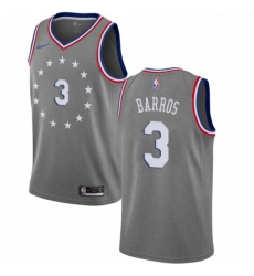 Mens Nike Philadelphia 76ers 3 Dana Barros Swingman Gray NBA Jersey City Edition Mens Nike Philadelphia 76ers 3 Dana Barros Swingman Gray NBA Jersey City Edition