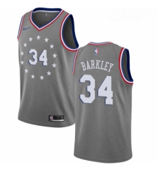 Mens Nike Philadelphia 76ers 34 Charles Barkley Swingman Gray NBA Jersey City Edition Mens Nike Philadelphia 76ers 34 Charles Barkley Swingman Gray NBA Jersey City Edition