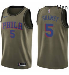 Mens Nike Philadelphia 76ers 5 Landry Shamet Swingman Green Salute to Service NBA Jersey Mens Nike Philadelphia 76ers 5 Landry Shamet Swingman Green Salute to Service NBA Jersey