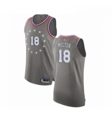 Mens Philadelphia 76ers 18 Shake Milton Authentic Gray Basketball Jersey City Edition Mens Philadelphia 76ers 18 Shake Milton Authentic Gray Basketball Jersey City Edition
