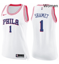 Womens Nike Philadelphia 76ers 1 Landry Shamet Swingman White Pink Fashion NBA Jersey Womens Nike Philadelphia 76ers 1 Landry Shamet Swingman White Pink Fashion NBA Jersey