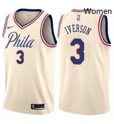 Womens Nike Philadelphia 76ers 3 Allen Iverson Swingman Cream NBA Jersey City Edition Womens Nike Philadelphia 76ers 3 Allen Iverson Swingman Cream NBA Jersey City Edition