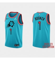 Men Phoenix Suns 1 Devin Booker 2022 23 Blue City Edition Stitched Basketball Jersey Men Phoenix Suns 1 Devin Booker 2022 23 Blue City Edition Stitched Basketball Jersey