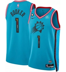 Men Phoenix Suns 1 Devin Booker Blue 2022 23 City Edition With NO 6 Patch Stitched Basketball Jersey Men Phoenix Suns 1 Devin Booker Blue 2022 23 City Edition With NO 6 Patch Stitched Basketball Jersey