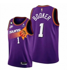 Men Phoenix Suns 1 Devin Booker Purple With NO 6 Patch Stitched Basketball Jersey Men Phoenix Suns 1 Devin Booker Purple With NO 6 Patch Stitched Basketball Jersey