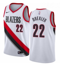 Womens Nike Portland Trail Blazers 22 Clyde Drexler Swingman White Home NBA Jersey Association Edition Womens Nike Portland Trail Blazers 22 Clyde Drexler Swingman White Home NBA Jersey Association Edition