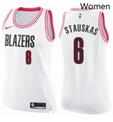 Womens Nike Portland Trail Blazers 6 Nik Stauskas Swingman White Pink Fashion NBA Jersey Womens Nike Portland Trail Blazers 6 Nik Stauskas Swingman White Pink Fashion NBA Jersey