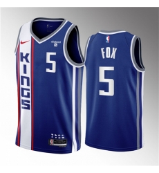 Men Sacramento Kings 5 De 27Aaron Fox Blue 2023 24 City Edition Stitched Basketball Jersey Men Sacramento Kings 5 De 27Aaron Fox Blue 2023 24 City Edition Stitched Basketball Jersey