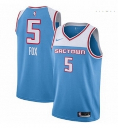 Mens Nike Sacramento Kings 5 DeAaron Fox Swingman Blue NBA Jersey 2018 19 City Edition Mens Nike Sacramento Kings 5 DeAaron Fox Swingman Blue NBA Jersey 2018 19 City Edition